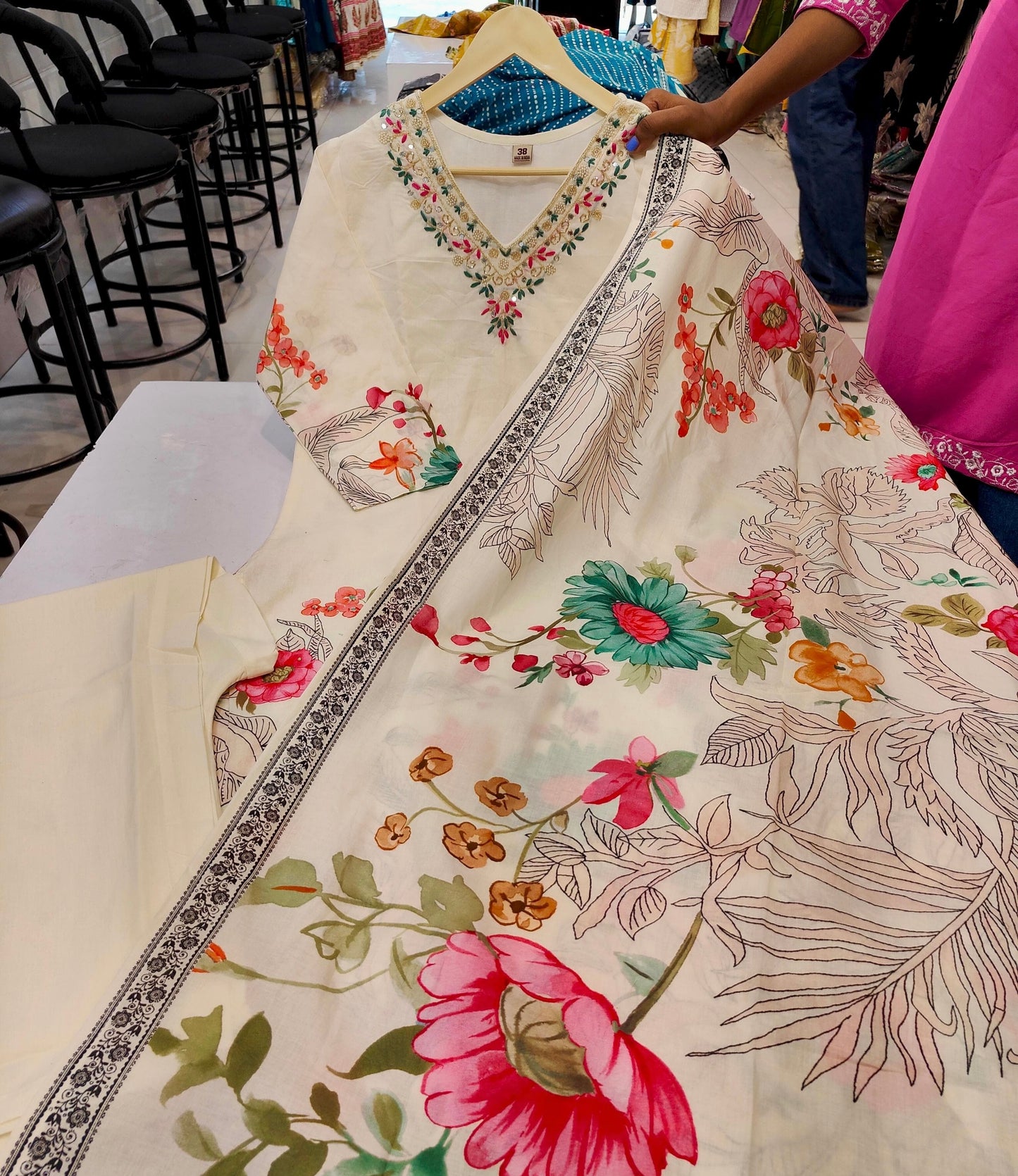 Cotton Digital Printed suit with Malmal Lining- 3 pc suit